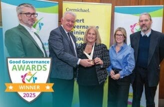 Chronic Pain Ireland Category 1 Winner – Good Governance Awards 2025 (3) Chronic Pain Ireland team proudly receiving the Carmichael Good Governance Award 2025 for excellence in transparency and accountability.
